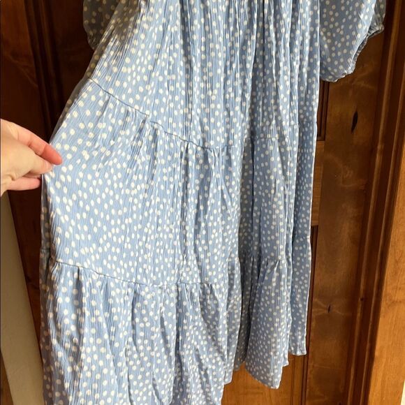 Torrid Light Blue Polka Dot Long Sleeve Dress - Picture 5 of 7